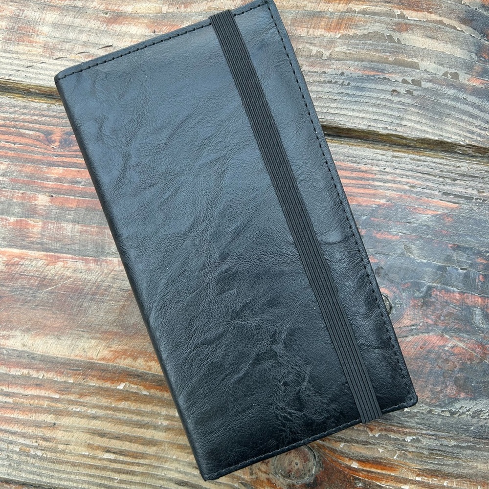 (3)Black Diy Leather Wallet with Elastic Band